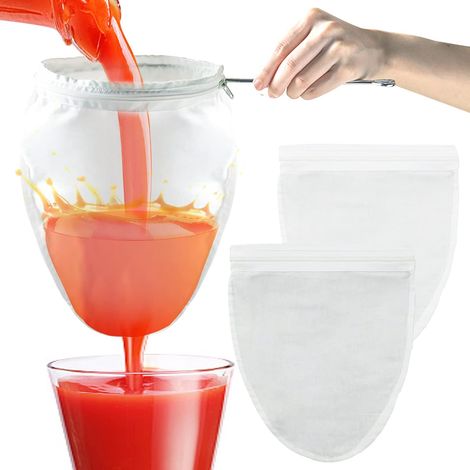 Nut Milk Bags with Holder, Reusable, 1 Holder, 3 Filter Bags, for Straining Vegan Nut Milks, Vegetable Juices and Fruit Juices (1/5)