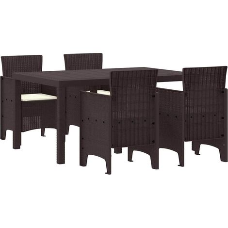 Ensemble de salle à manger pour jardin 5 pcs,Salon de jardin Marron Rattan Polt CFW31932 (1/5)