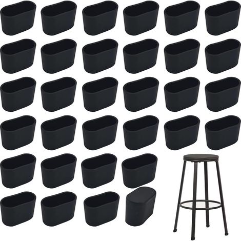 32 Pcs Protection Pied Embout de Chaise Ovale Capuchons ovales pour Pieds de Chaise Protege Pied de Chaise de Jardin pour Tubes ovales,chaises de Jardin,Meubles Pied de Table 15x30mm (Noir, S) (1/5)