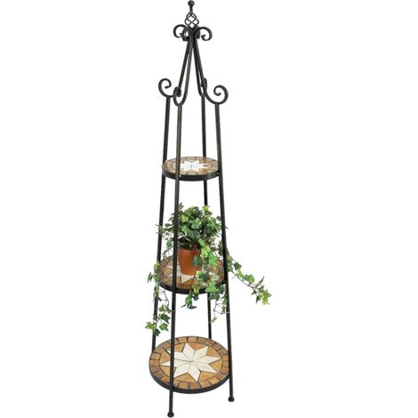 DanDiBo Blumenregal Mosaik Rund 140 cm Blumentreppe 12009 Blumenständer Blumensäule Pflanzenständer Groß