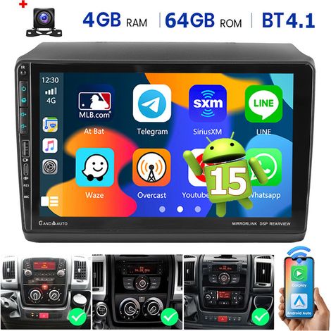 Autoradio Android 15 64Go pour Fiat Ducato / Citroën Jumper / Peugeot Boxer - DAB+ en Option, GPS Intégré - 4+64G CAM