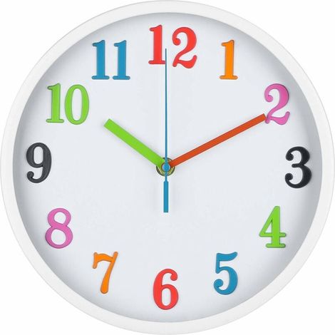 10 Inch Classroom Desktop Color Stereo Digital Wall Clock (White) 1pcs (1/5)