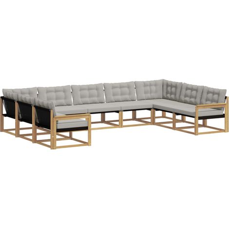 Outdoor Sofa Set 9 pcs White and Light Grey vidaXL (1/5)