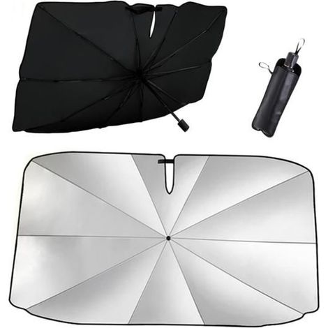 Parapluie Pare Soleil Voiture, 138 x 78cm Pare Soleil Voiture Pare Brise Avant, Pliable Parapluie -Protection UV Design Universel (1/5)