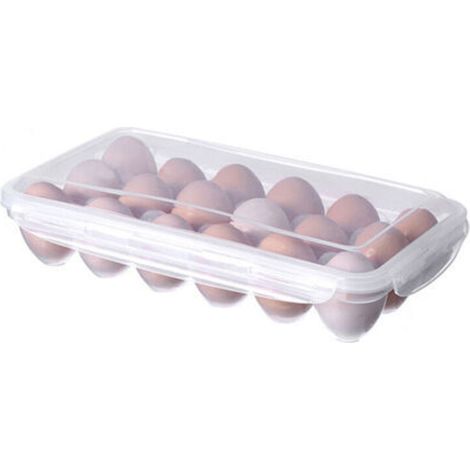 ALLIANDISBoîte à œufs, boîte de rangement pour œufs au réfrigérateur à 18 compartiments avec couvercle, plateau à œufs, support à œufs pour réfrigérateur, récipient de rangement pour œufs, plastique t (1/4)