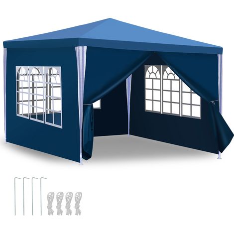 Randaco Gazebo tendone festa tenda da giardino impermeabile, tendone con pareti laterali, telo PE, protezione UV, giardino eventi, eventi, Blu, 3 x 3 m (1/5)