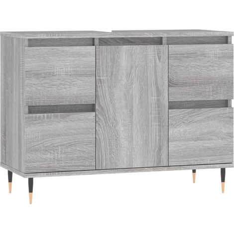 Armoire salle de bain,Meuble de Rangement Toilette sonoma gris 80x33x60 cm bois d'ingénierie -10403 (1/5)