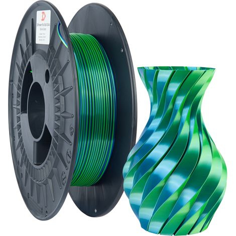 Filamento 3DPower PLA seda doble 1,75 mm Azul/Verde 0,3 kg (1/4)
