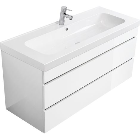 Badmöbel Via 120 SoftClose weiss hochglanz mit grifflosen Schubladen (1/5)