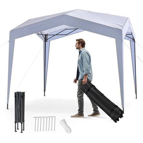 GOPLUS Tonnelle Jardin Exterieur Pliant 3 X 3 M, Tente de Réception avec Sac roulettes et Hauteur 2,65/2,75 M, Pavillon Portable, Facile à Monter pour Fête, Pique-Nique, Camping (sans VoileBlanc) (1/5)