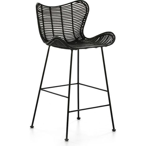 Tabouret 48x46x95 Métal noir/Osier noir