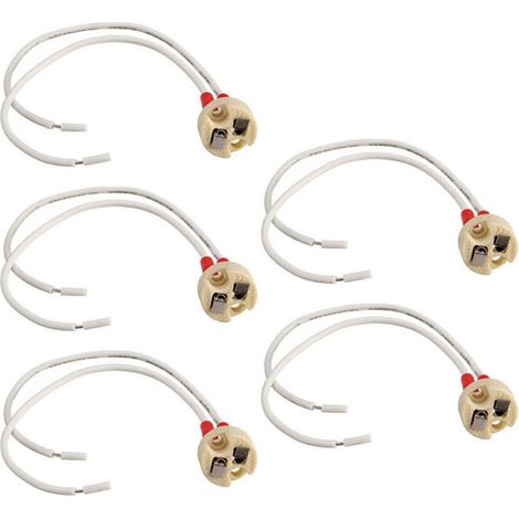 5 douilles MR16/GU5.3 pour ampoules halogènes et LED, culot en céramique, connecteur pour câble principal (1/5)