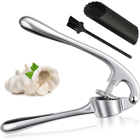 Presse-ail ergonomique et robuste, réduit les déchets, facile à nettoyer, grande capacité, outil de cuisine polyvalent de qualité alimentaire (1/5)