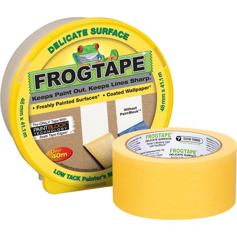 Shurtape FrogTape Delicate Surface Painter's Masking Tape – 48mm x 41.1m, High-Quality, Low-Tack Tape for Precise Painting and Surface Protection