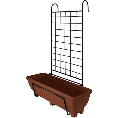 Balcony/Fence Holder - Plain Trellis Back Planter Holder - Charcoal (1/2)