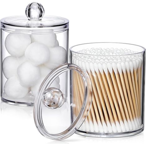Set di 2 dispenser in acrilico, piccoli barattoli da farmacia in plastica trasparente, accessori per il bagno, decorazioni, contenitori per il trucco