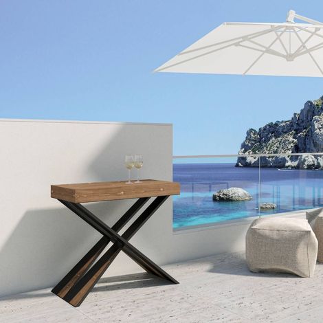 Consolle allungabile 90x40/290 cm Diago Premium abete tinto gambe antracite