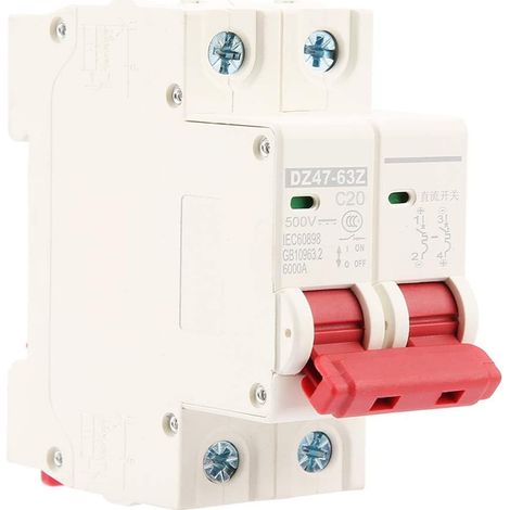 Disjoncteur DC Photovoltaïque 500V 20A, Modèle DZ47-63Z-2P Déclenchement Magnétothermique Sectionneur PV Montage Rail DIN 35 mm pour Systèmes Photovoltaïques (1/5)