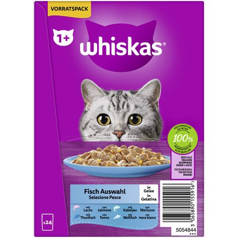 Whiskas Katzennassfutter Adult 24 x 85 g Fischauswahl in Gelee (1/2)