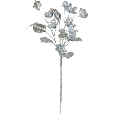 Ramo blossom con foglie argento altezza 66 cm blu/argento Peraga Christmas