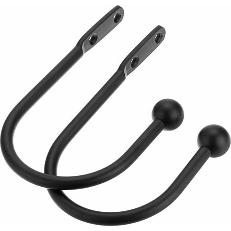 GABRIELLE 2 pezzi Fermatende in metallo per tende, fermatende decorativi da parete con viti, fermatende resistenti per tende per la decorazione della casa, nero (1/5)