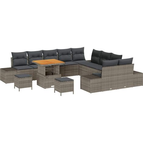 Maison Exclusive - Conjunto de sofás de jardín 13 pcs Gris ratán