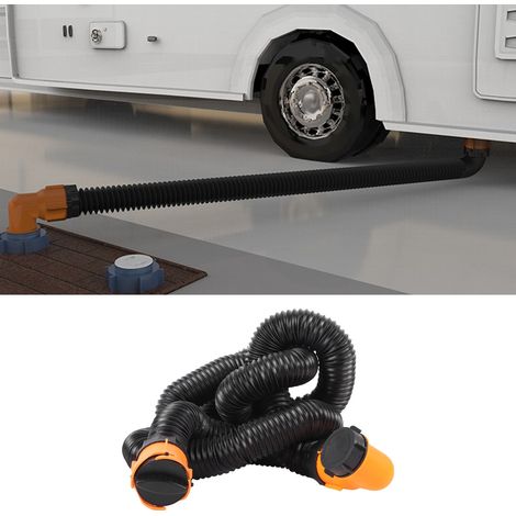 Tuyau d'évacuation des eaux usées spécifique aux véhicules récréatifs de 4,8 mètres, extensible aux deux extrémités avec raccords et bouchons d'étanchéité (0100029) (Surpoids) (Surdimensionné) (1/5)