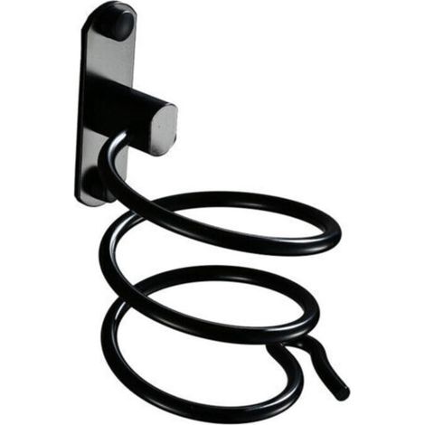 1PCS noir Support pour sèche-cheveux pour montage mural avec perçage - Pour hôtel, salle de bain, WC, barbier Aluminium, finition mate (1/5)