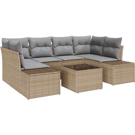 Maison Exclusive - Gartensofa-set mit Kissen 8 pcs Beige und Grau