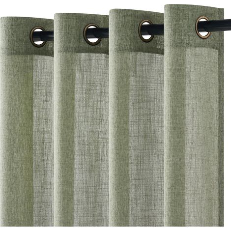 Rideau Voilage - Lin 140 x 240 cm - Oeillet - Salon Chambre Cuisine - 2 Pièces (1/5)