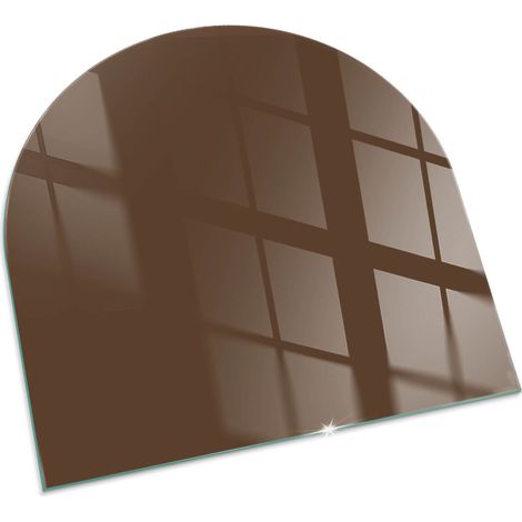 Plaque Carrée de sol sous poêle à bois en verre trempé protection thermique du plancher Couleur Marron 100x100 cm (1/5)