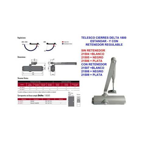 Telesco Chiusure Delta 1800 Fermo regolabile Bianco AS1859TBL