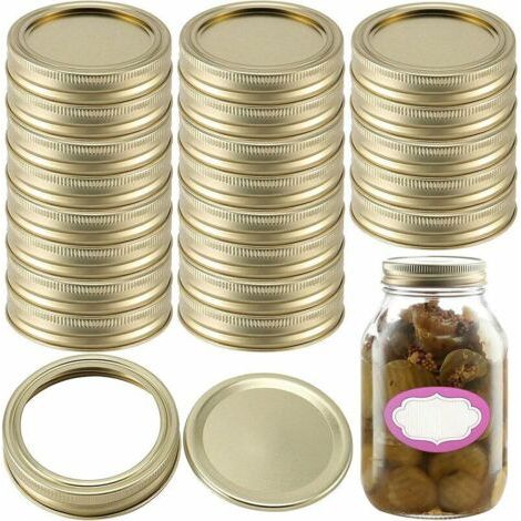 Lot de 96 couvercles et sangles de canette de 70 mm, couvercle et anneaux réutilisables pour bocaux Mason à large ouverture, (48 couvercles et 48 sangles) (1/5)