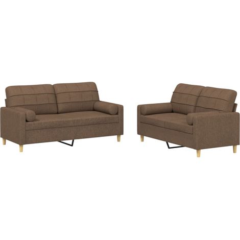 Maison Exclusive - Ensemble de canapés 2 pcs avec coussins marron tissu (1/5)