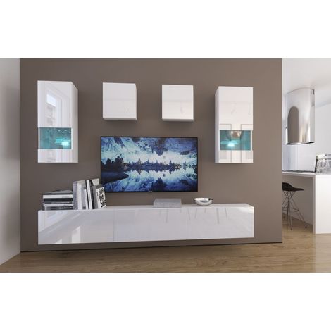 Ensemble meuble TV NEXT 279 AN279-17W-HG21-1A blanc brillant 249 cm (1/2)
