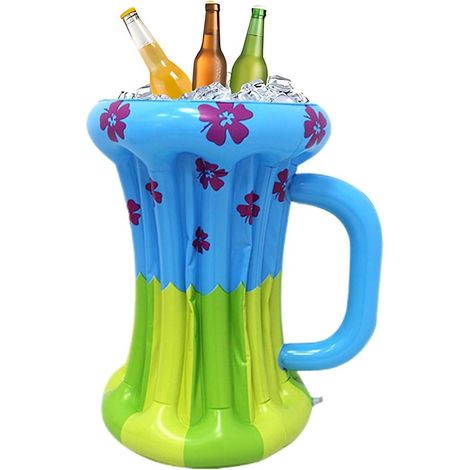 Nevera hinchable con forma de jarra de cerveza – Nevera verde con estampado de tréboles para fiestas y barbacoas (1/5)