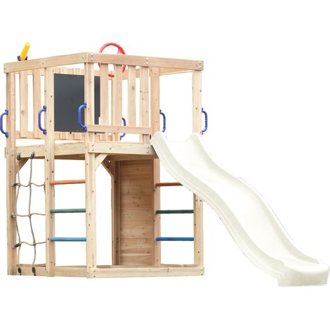 Axi Sam Aire De Jeux En Bois, Toboggan Crème  Structure D'Escalade Pour Enfants Avec Mur D'Escalade, Filet Et Barres De Suspension  Accessoires Inclus  Équipement De Jeux Pour Le Jardin
