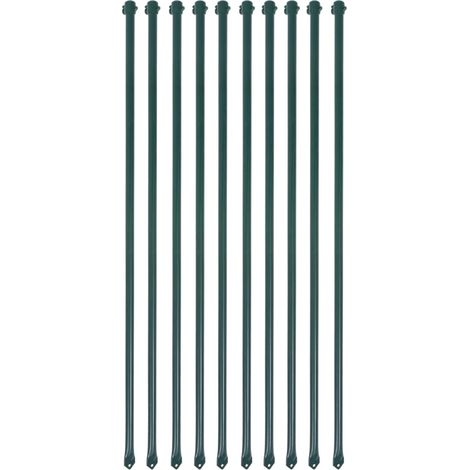 Poteau de jardin 10 pcs 1 m Métal Vert