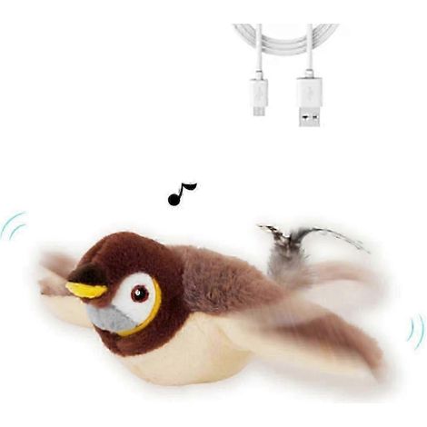 Interaktives Katzenspielzeug mit zwitscherndem Vogel und flatternden Flügeln, simuliertes elektrisches Flugvogel-Katzenspielzeug, flatternder Jagdvogel