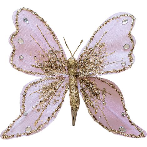 Weihnachtsbaum-Clip-Dekoration, Weihnachtsbaumschmuck für künstliche Weihnachtsbäume, Kränze und Girlanden, Hellrosa (1/2)