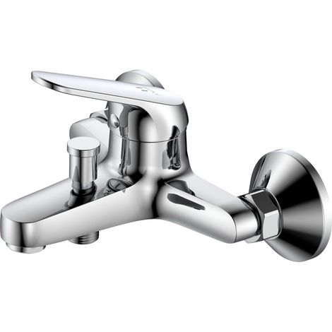 Avapax Baignoire murale - Chrome - Laiton - Inverseur de douche - Design compact (1/2)