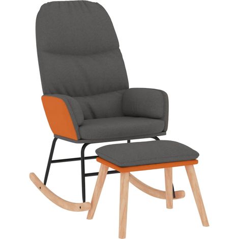 Maison Exclusive - Schaukelsessel mit Hocker Dunkelgrau Stoff