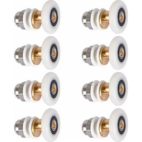 Roulette Porte Douche,Roulettes de Porte Coulissante Cabine de Douche Porte Poulies Roue de Rechange pour Rouleau avec Diamètre de Roues 27mm,8 Pièces (1/5)