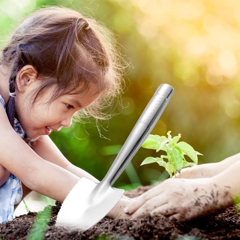 Mini-Gartenset, Edelstahl 430, 3-teilig: Pflanzkelle, Umpflanzkelle, Handkultivator