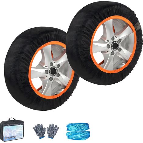 Lot de 2 paires de chaussettes à neige universelles antidérapantes pour pneus de voiture, SUV et camions (1/5)
