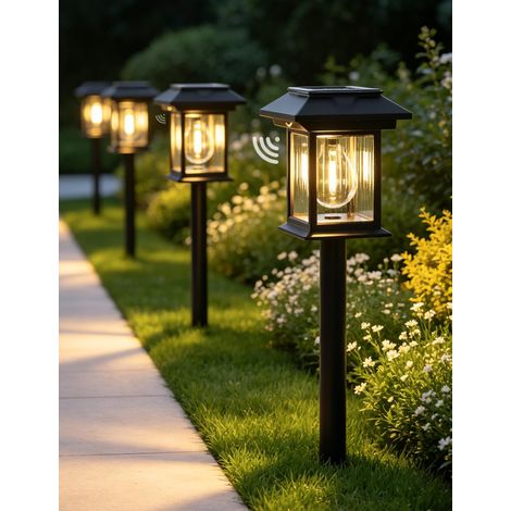 Lampe Solaire Extérieur Jardin Lot de 4 Détecteur Recharge USB (1/5)