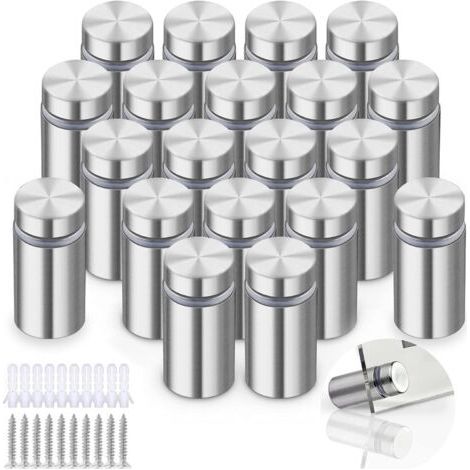 (12 x 25 mm) 20 pieces of stainless steel advertising brackets, glass brackets, stainless steel advertising nails, advertising screws, acrylic glass photo bracket screws (1/5)
