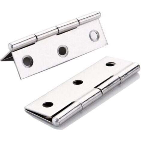 2 pcs en acier inoxydable meubles de maison matériel Charnière de porte Long 75 mm x 50 mm (1/4)