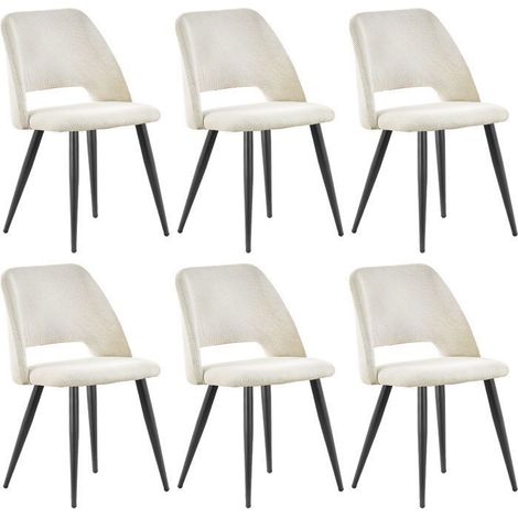 WAFTING Lot de 6 Chaises de Salle à Manger en Velours,Chaise Rembourrée avec Pieds Indépendants,Beige (1/5)