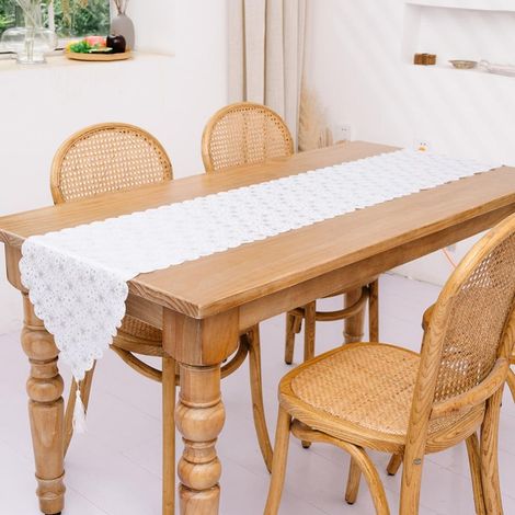 Chemise De Table De Noël - Imprimé Bronzé - Finitions À Pompons - 180 X 35 Cm - Pour Table À Manger - 1 Pièce